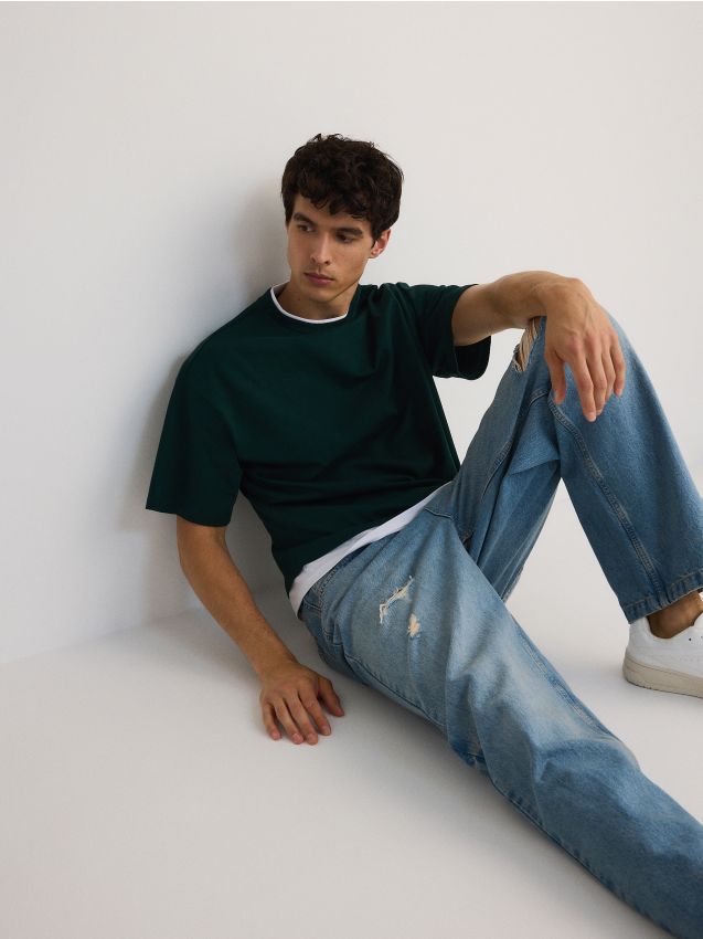 Reserved - men`s t-shirt - verde-închis
