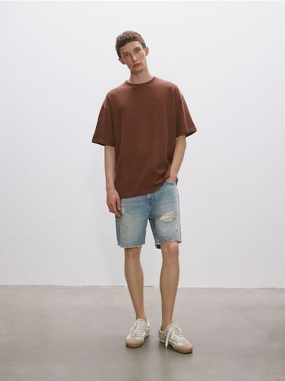 T-shirt boxy w prążek