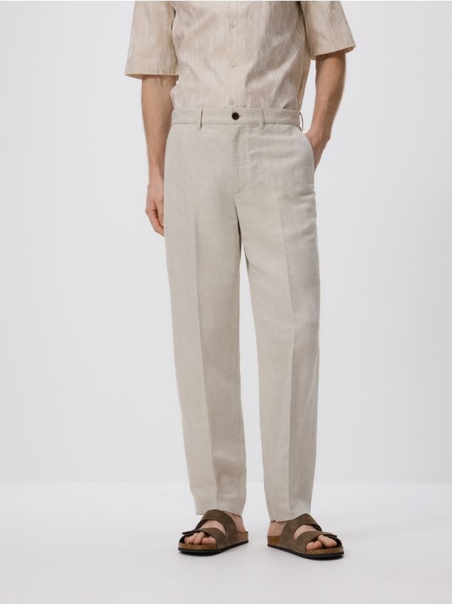 Pantalon chino regular avec lin mélangé - RESERVED