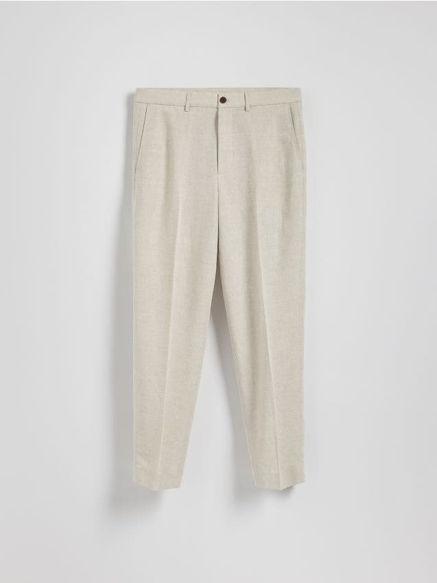Chino regular trousers with linen blend - RESERVED