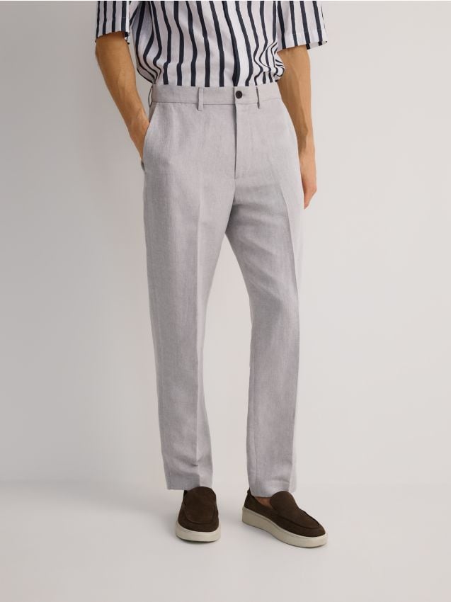 Chino regular trousers with linen blend - RESERVED