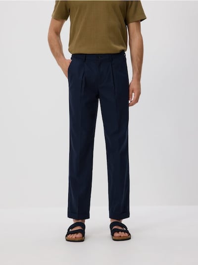 Chino slim trousers with linen blend