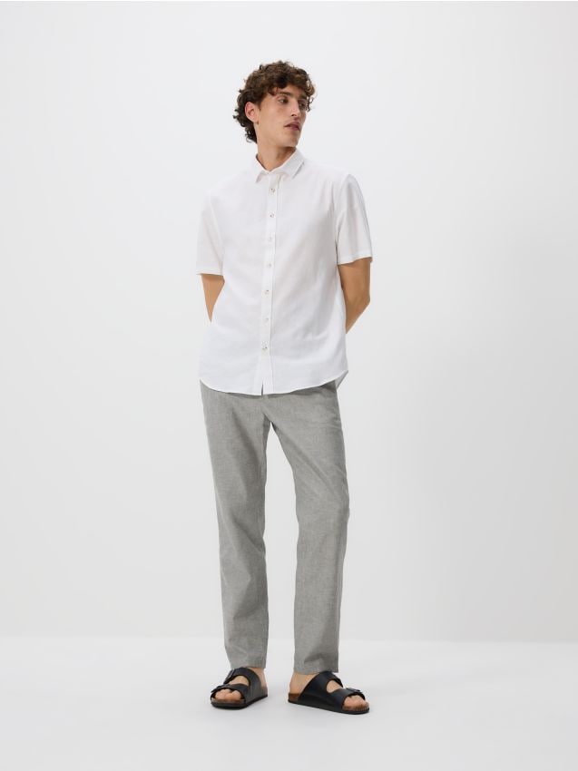 Chino regular trousers with linen blend - RESERVED