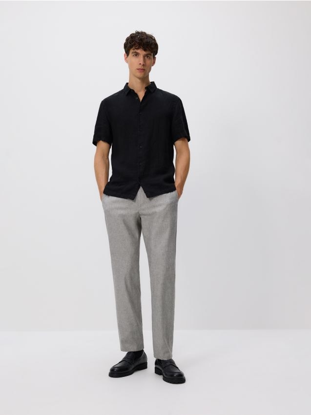Pantalon chino regular avec lin mélangé - RESERVED