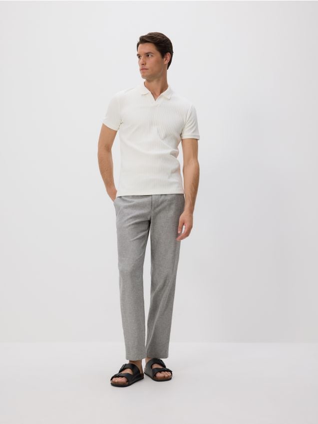Chino regular trousers with linen blend - RESERVED