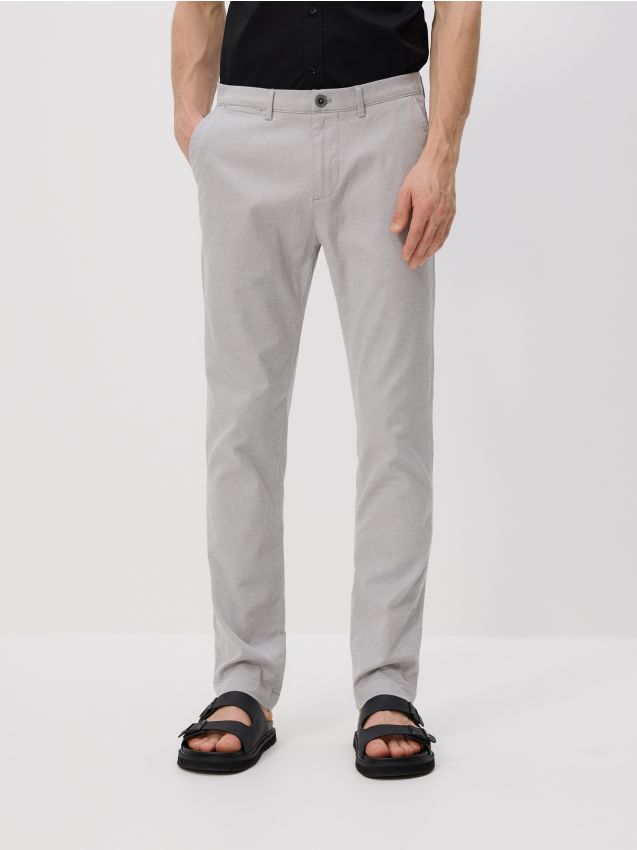 Reserved - Pantaloni chino slim cu conținut ridicat de bumbac - gri deschis