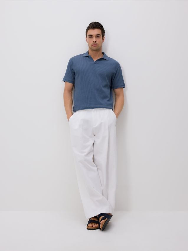 Loose trousers with linen blend - RESERVED