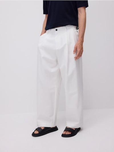 Pantaloni loose cu adaos de in