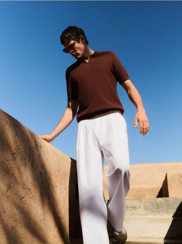 Loose trousers with linen blend - RESERVED