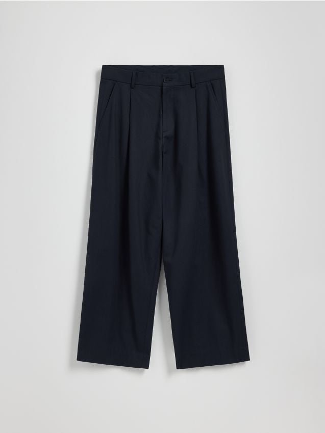 Reserved - Pantaloni loose cu adaos de in - bleumarin Reserved - Pantaloni loose cu adaos de in - bleumarin