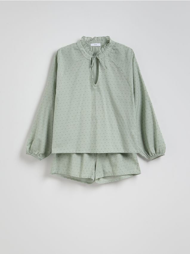 Reserved - Pijama din două piese, cu model - verde-mentă