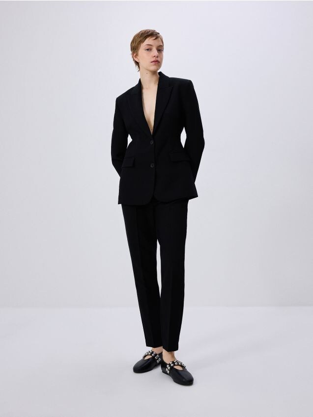Reserved - pantaloni cu curea pentru femei - negru