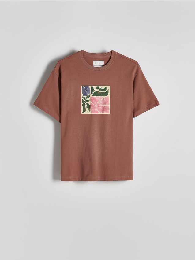 Reserved - tricou boxy cu imprimeu - maro