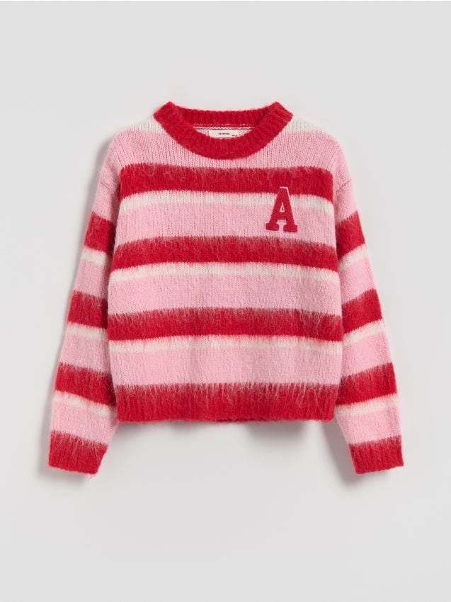 Reserved - Pulover tricotat cu amestec de lână - multicolor