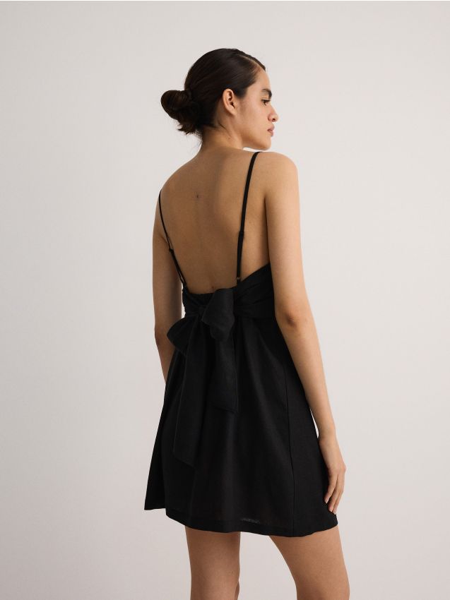 Reserved - rochie mini cu adaos de in - negru