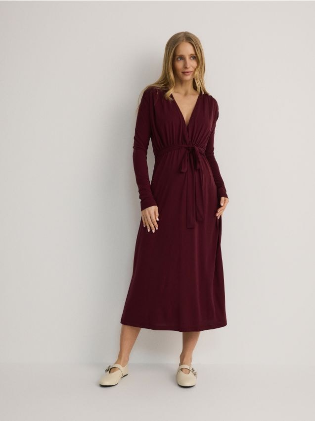 Vestido midi rico em modal - RESERVED
