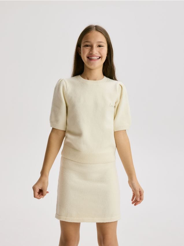 Reserved - Fustă tricotată - crem