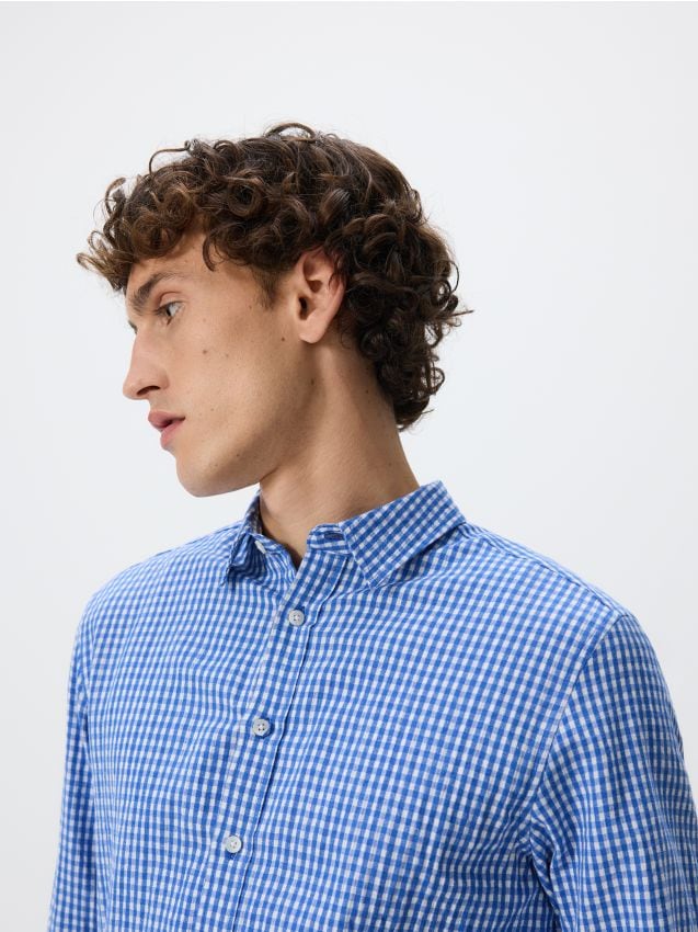Regular fit overhemd met een linnenmix - RESERVED