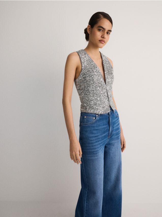 Reserved - ladies` vest - gri-neutru
