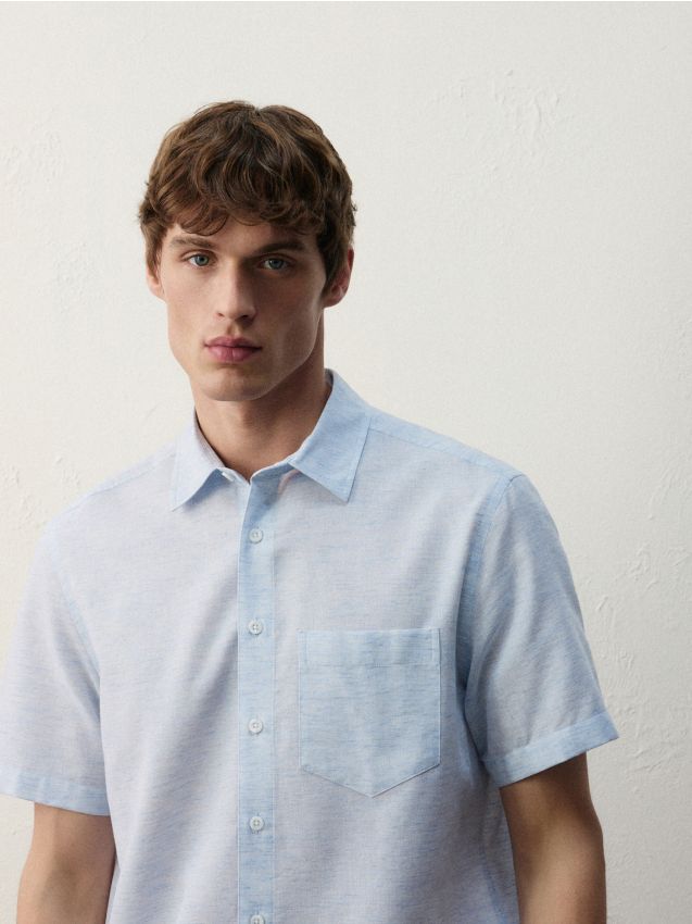 Regular fit shirt with linen blend - RESERVED