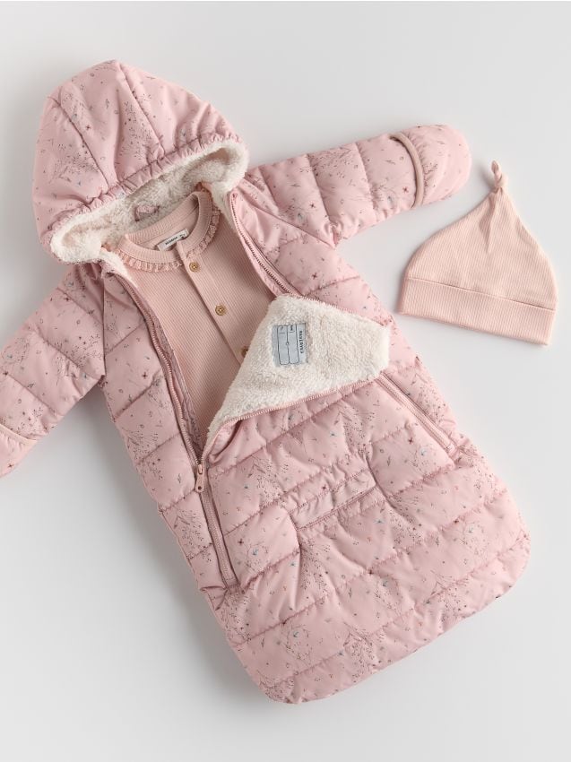 Insulated baby sleeping bag with floral pattern - RESERVED