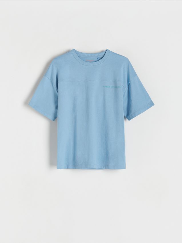 Reserved - tricou oversized din bumbac - albastru