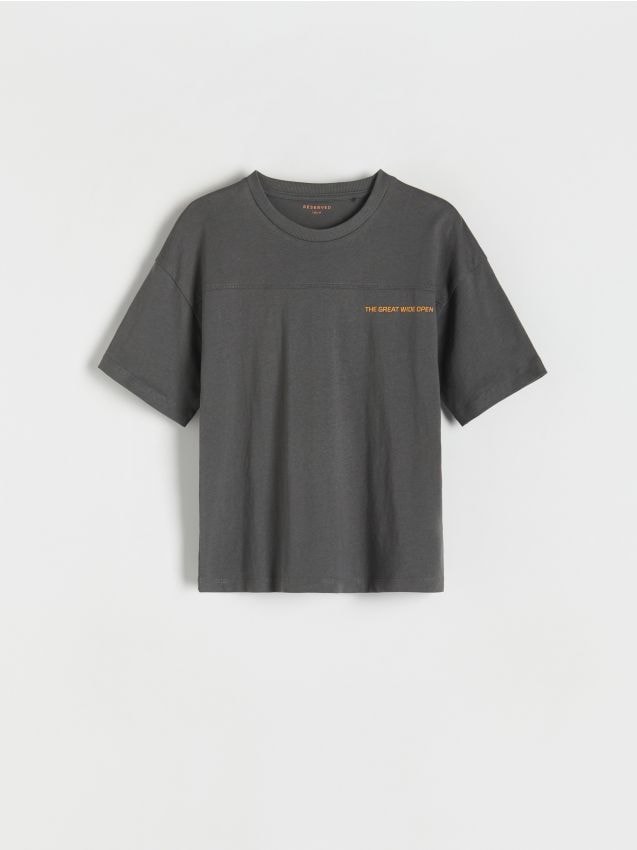 Reserved - tricou oversized din bumbac - gri-închis