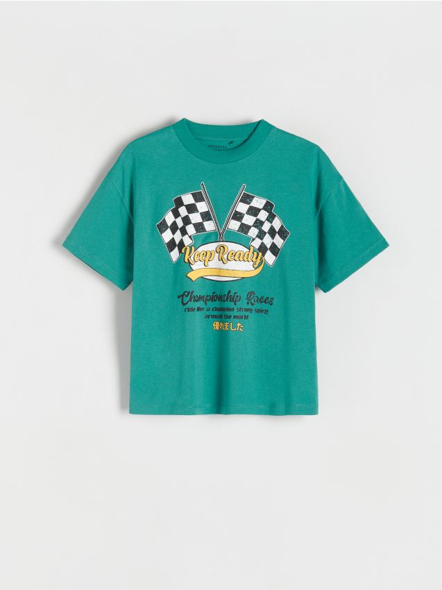 Reserved - tricou oversized cu imprimeu - verde