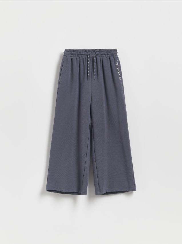 Reserved - Pantaloni wide leg cu adaos de viscoză - gri-închis