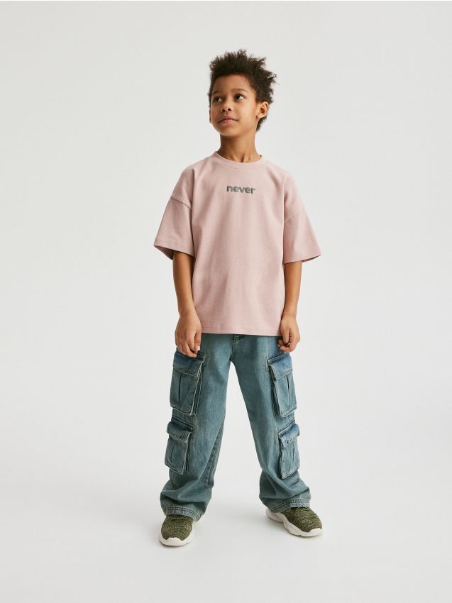 Reserved - t-shirt oversize - roz-pudră
