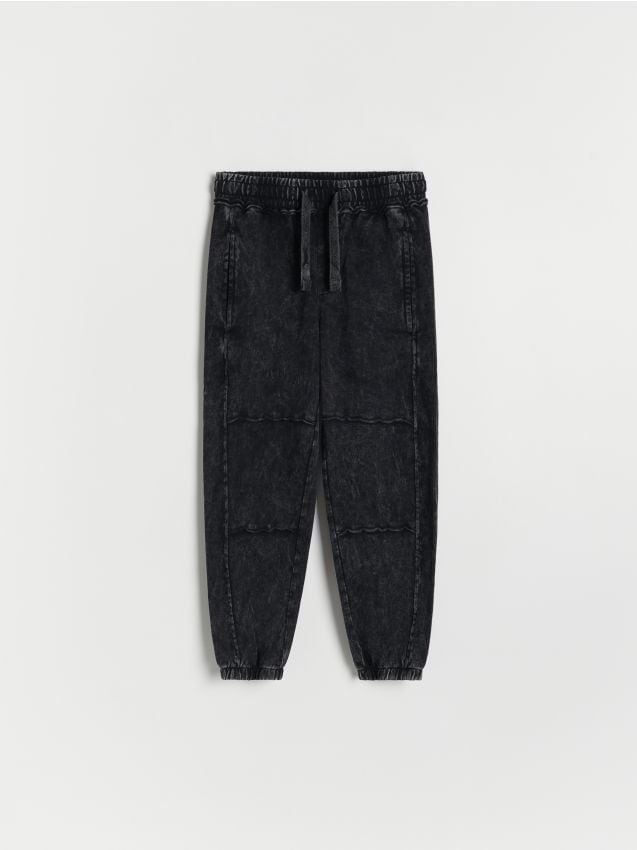 Reserved - Pantaloni jogger din material structurat - negru