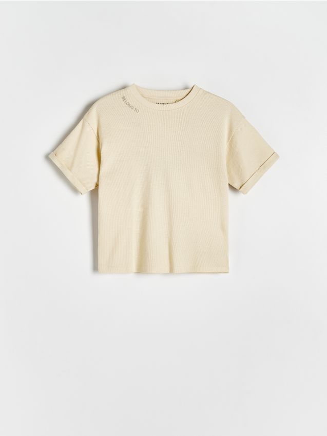 Reserved - tricou oversized cu imprimeu - galben-deschis