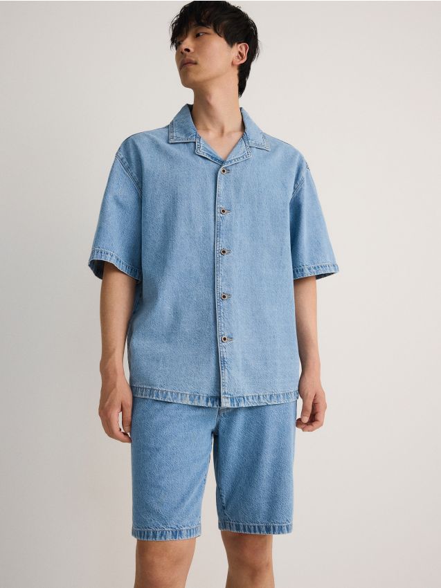 Reserved - pantaloni scurți din denim cu adaos de lyocell - albastru