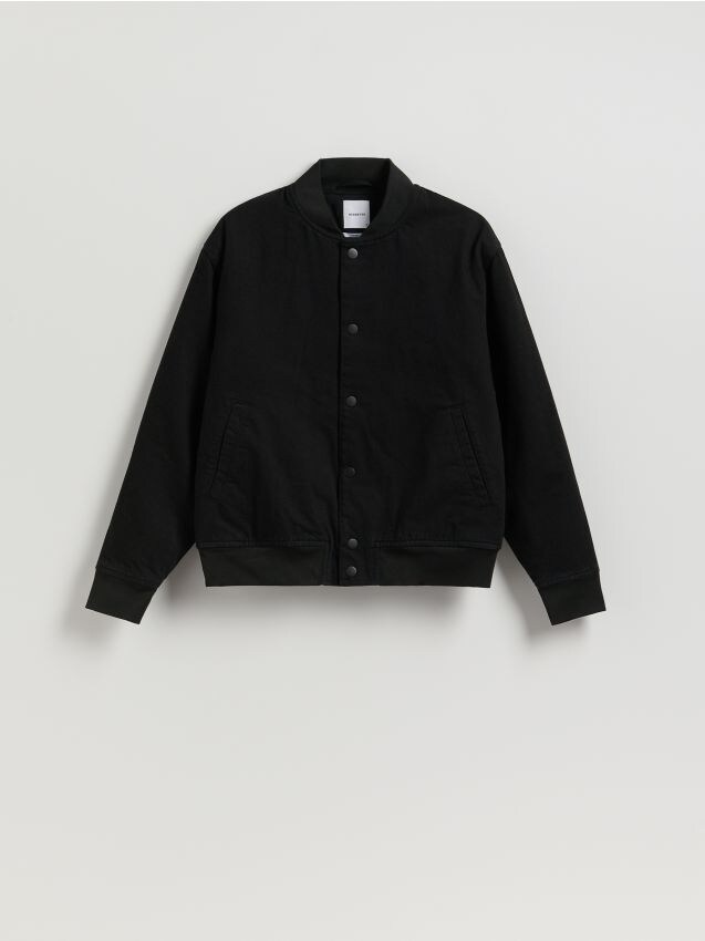 Reserved - Geacă bomber din denim - negru