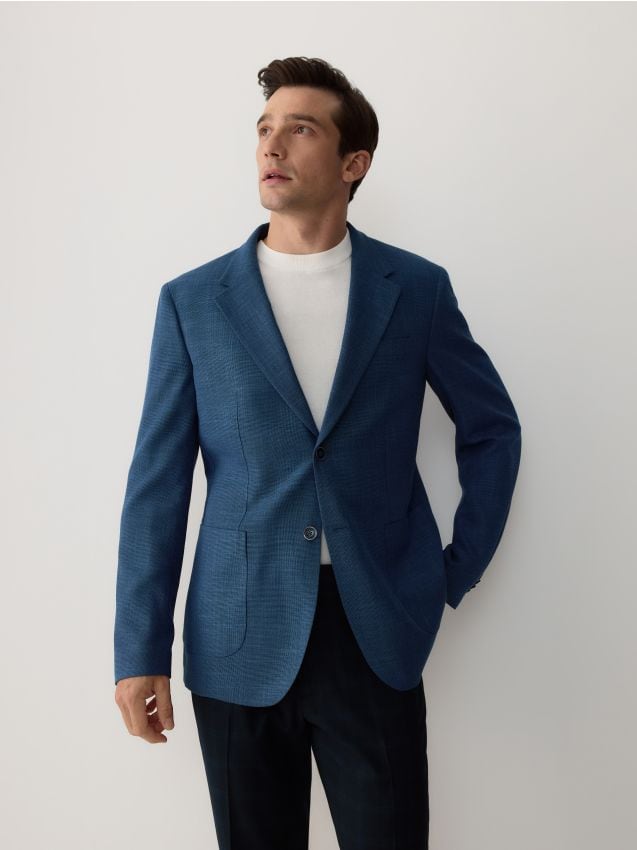 Reserved - Sacou slim fit cu adaos de viscoză - bleumarin Reserved - Sacou slim fit cu adaos de viscoză - bleumarin