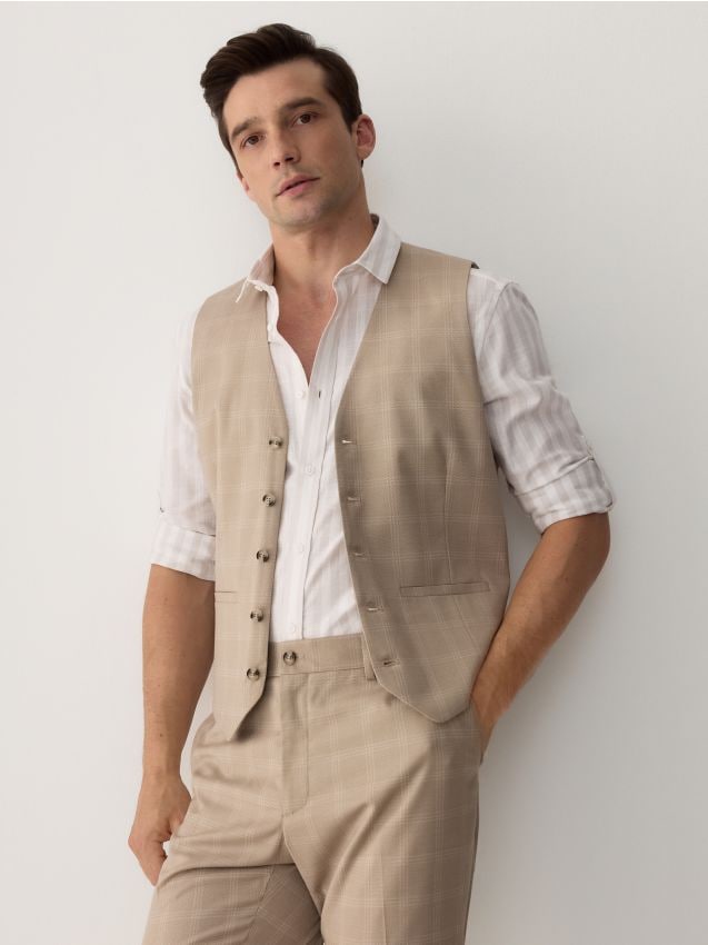 Check suit vest - RESERVED