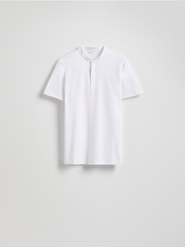 Reserved - Tricou polo cu imprimeu slim fit - alb