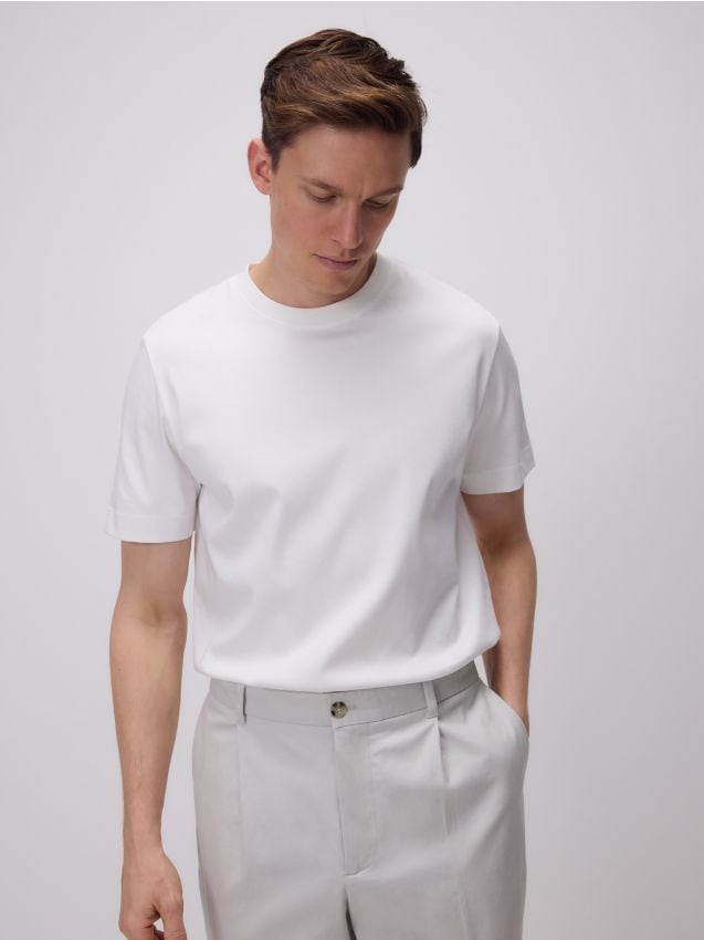 Regular fit mercerised cotton T-shirt - RESERVED