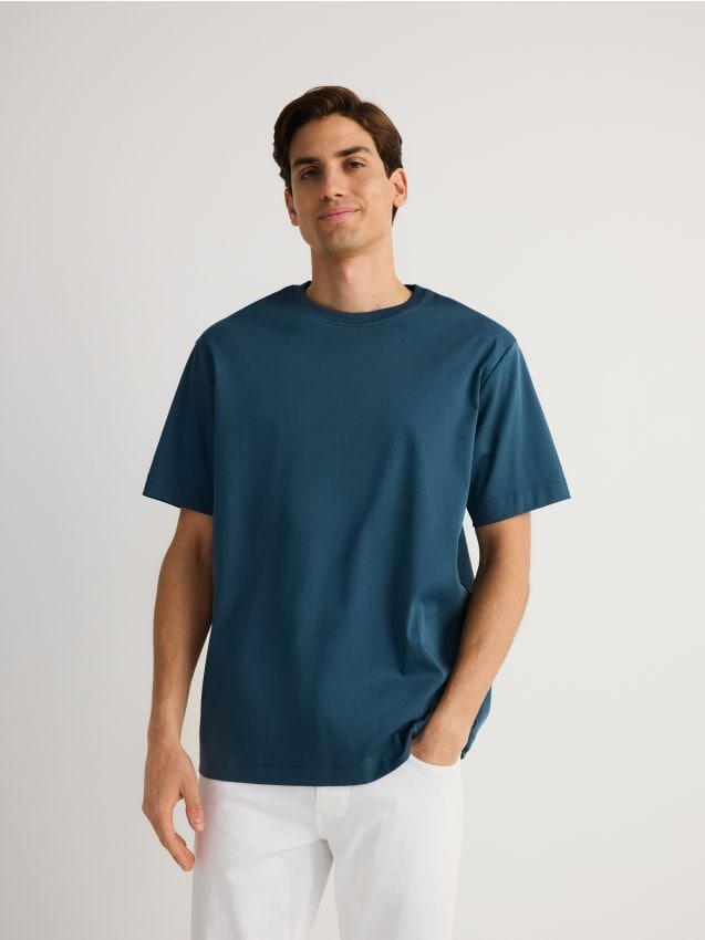 Regular fit mercerised cotton T-shirt - RESERVED