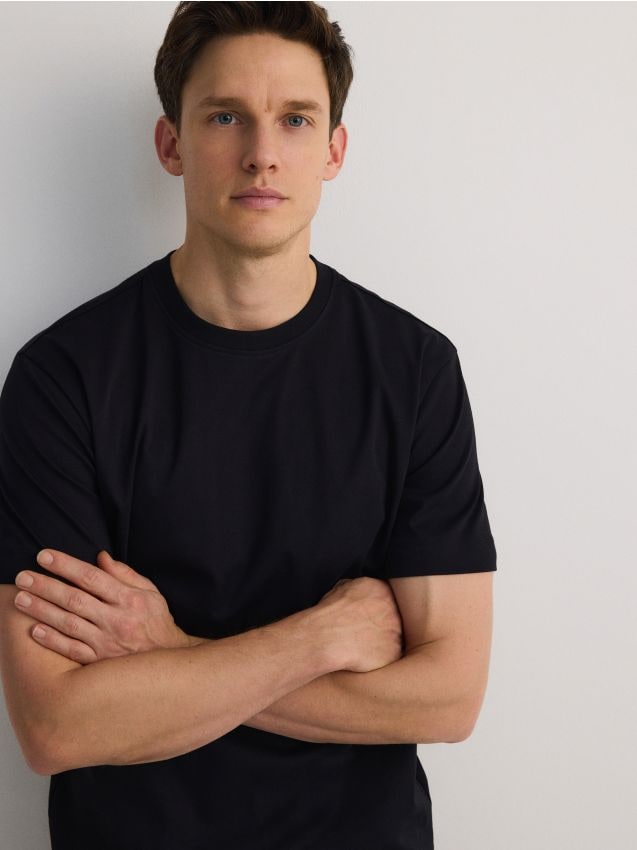 Regular fit mercerised cotton T-shirt - RESERVED