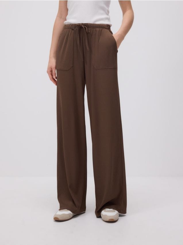 Wide-leg tie-waist trousers - RESERVED