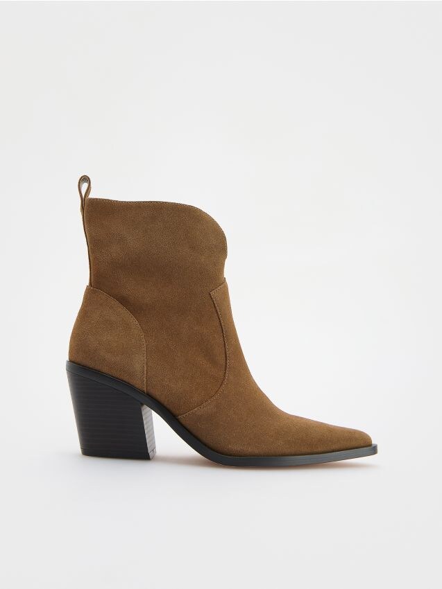 Reserved - botine din piele - maro
