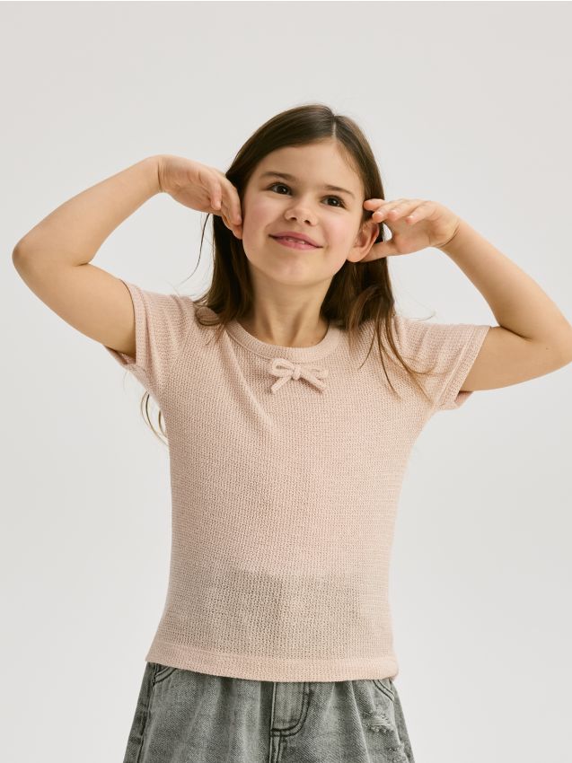 T-shirt with with bow detail - RESERVED