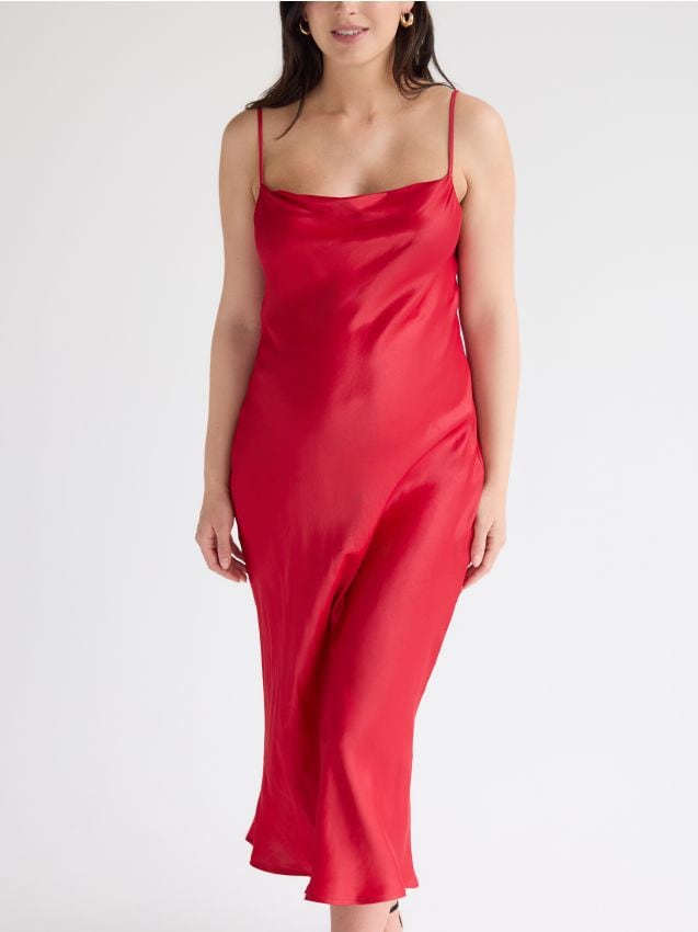 Reserved - Rochie midi cu adaos de viscoză - roșu
