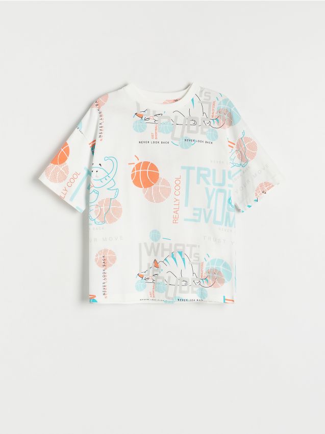 Reserved - tricou cu imprimeu all over - crem