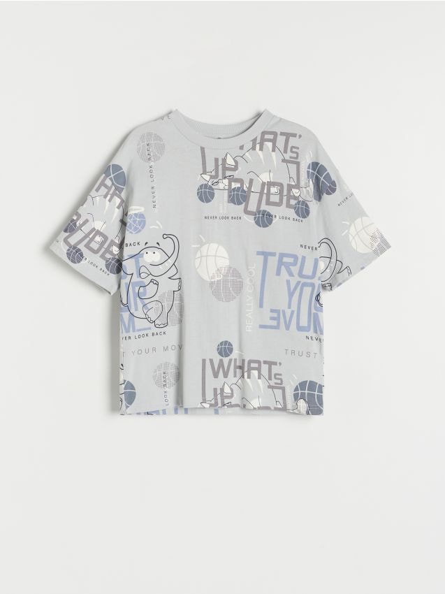 Reserved - tricou cu imprimeu all over - gri deschis
