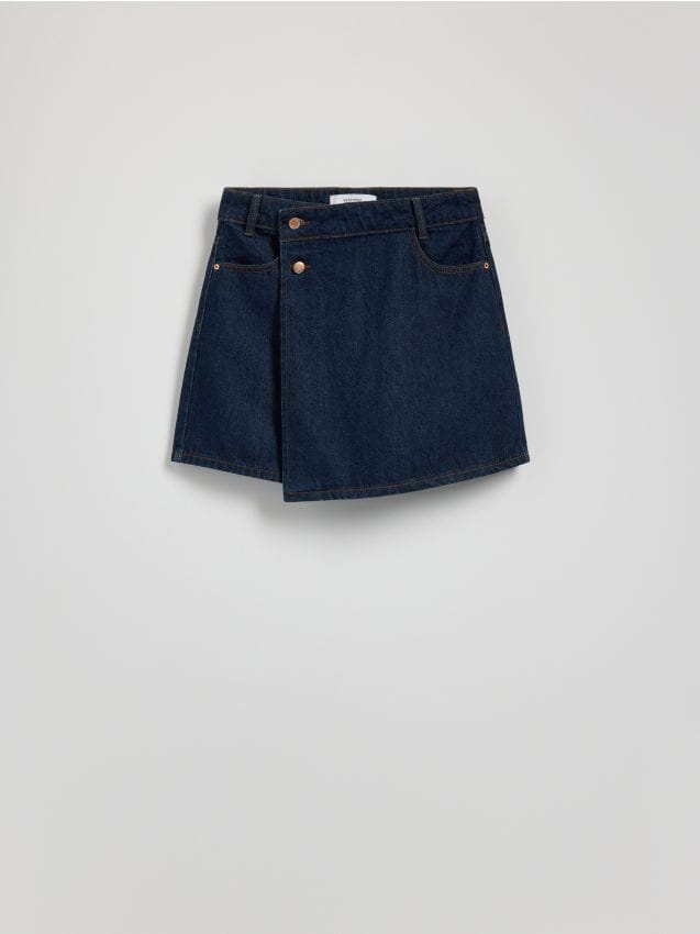 Reserved - Fustă tip tenis din denim - bleumarin