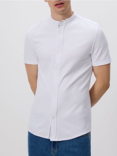 Super slim fit shirt with stand up collar