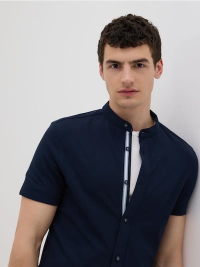 Super slim fit shirt with stand up collar