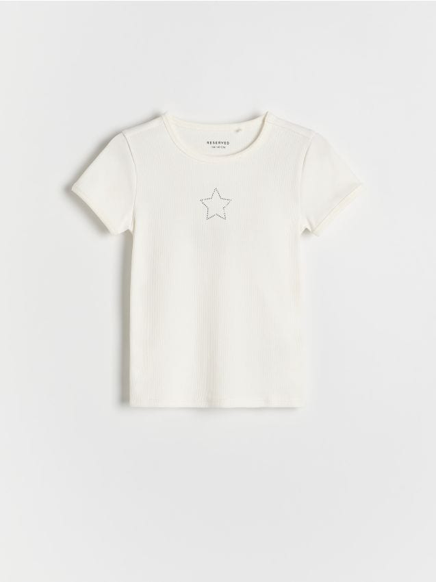 T-shirt with rhinestone detailing - RESERVED